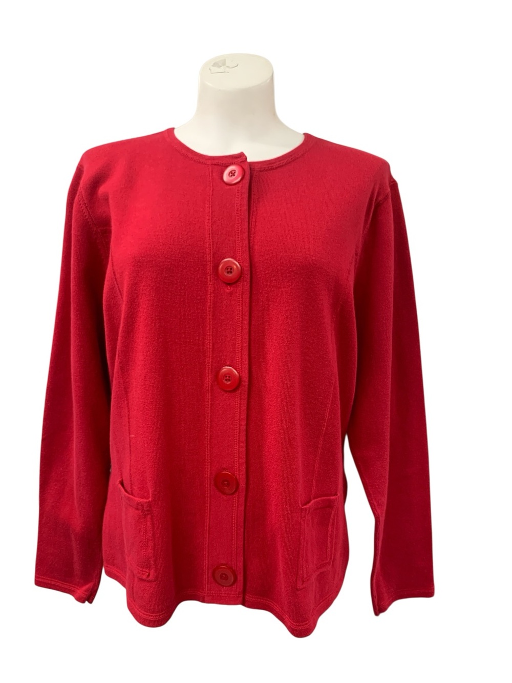 Talbots Red Button-Front Cardigan